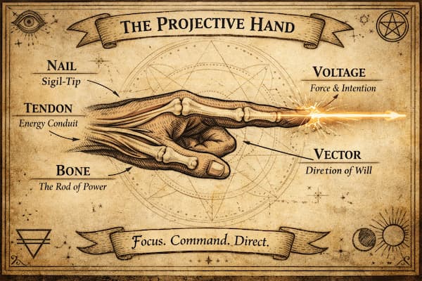 What most witches don’t realise is that the pointing hand is not symbolic - it is anatomical magick. The index finger is the “projective digit,” the wand your body grew for you. 
